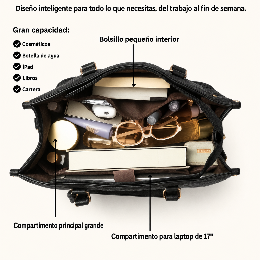 Infografía compartimentos bolso termo Babarino 3 en 1